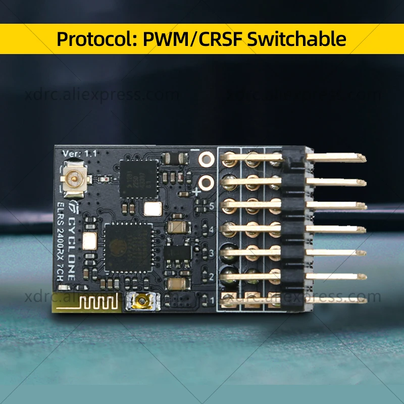 CYCLONE ELRS-receptor PWM para Dron teledirigido, dispositivo de 2,4G, 7 CANALES, RX 2400RX ExpressLRS, Protocolo PWM/CRSF, FPV, ala fija, coche, barco, Quadcopter