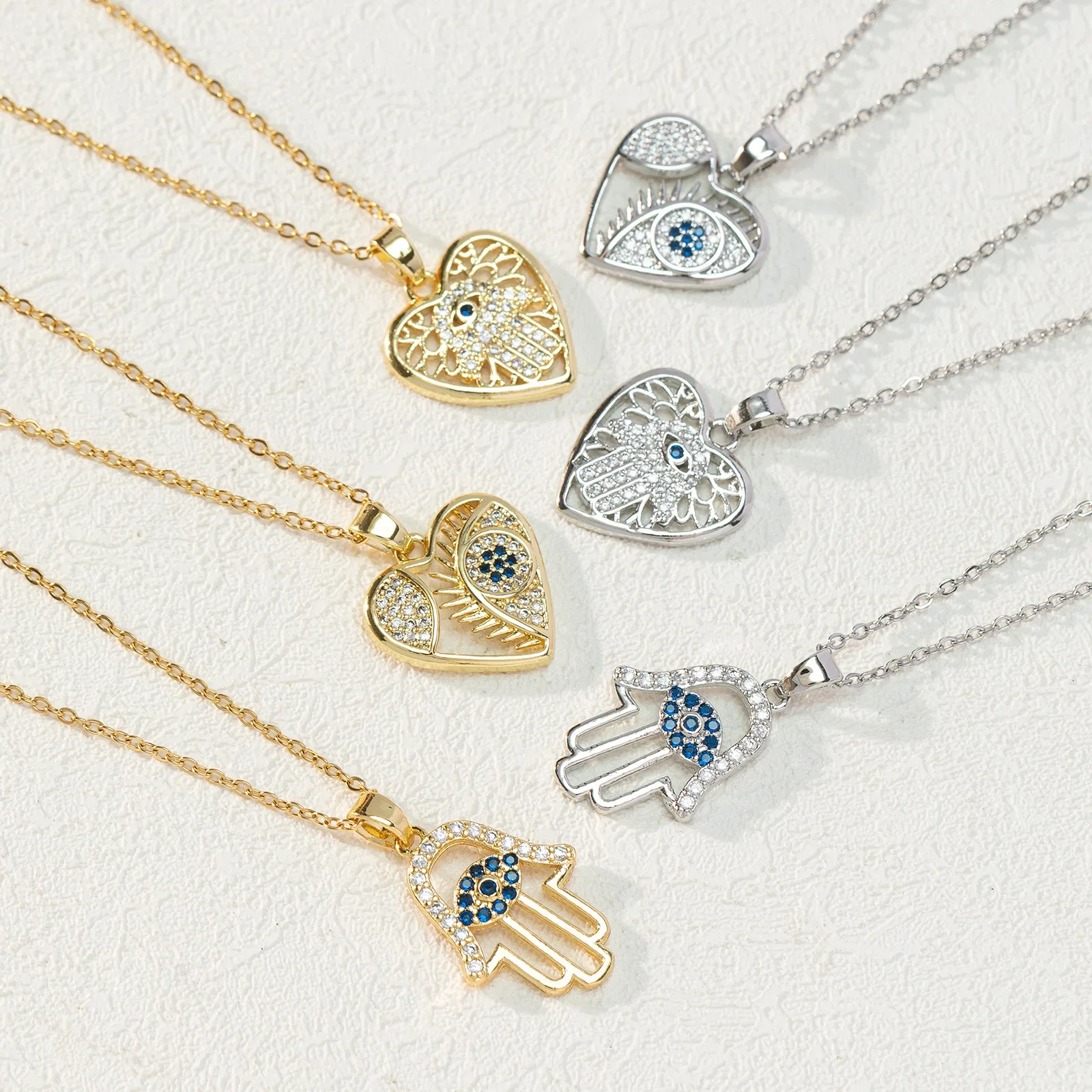 همسة اليد شيطان كحل قلادة عالية الشعور الياقوت الإناث شخصية المتخصصة الاتجاه قلادة حلية الديكور موضة بسيطة #6