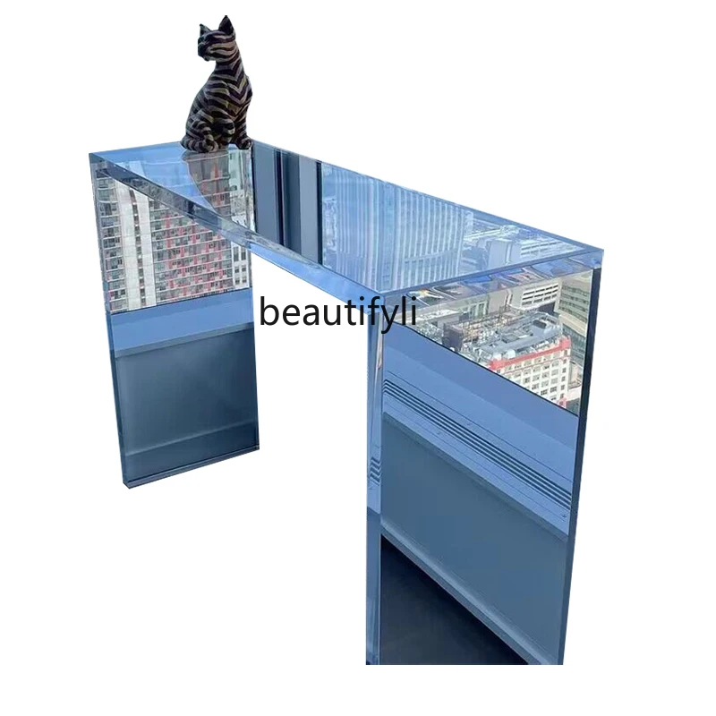 

Acrylic entrance table, transparent end-view foyer glass crystal strip case customization