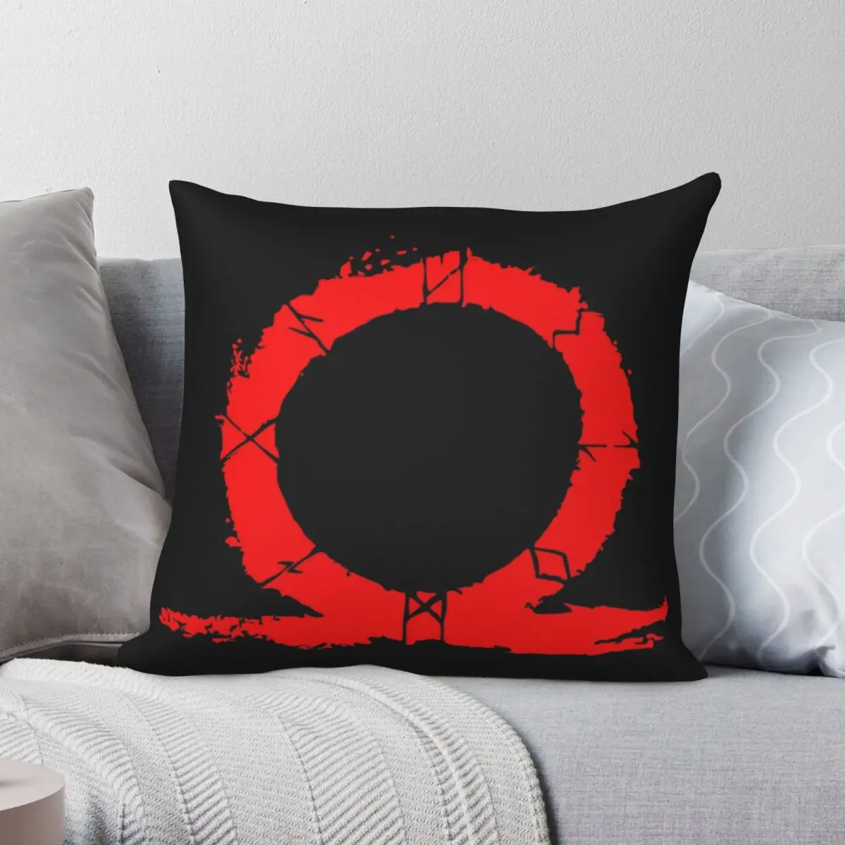 God Of War Omega Square Pillowcase Polyester Linen Velvet Pattern Zip Decor Sofa Seater Cushion Cover 18