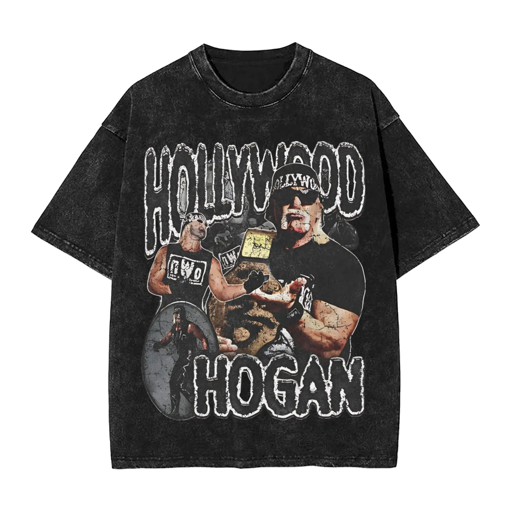 

Vintage Hulk Hogan Hollywood Wrestling T-Shirts for Men O Neck 100% Cotton Washed T Shirts Short Sleeve Tee Shirt Adult Clothes