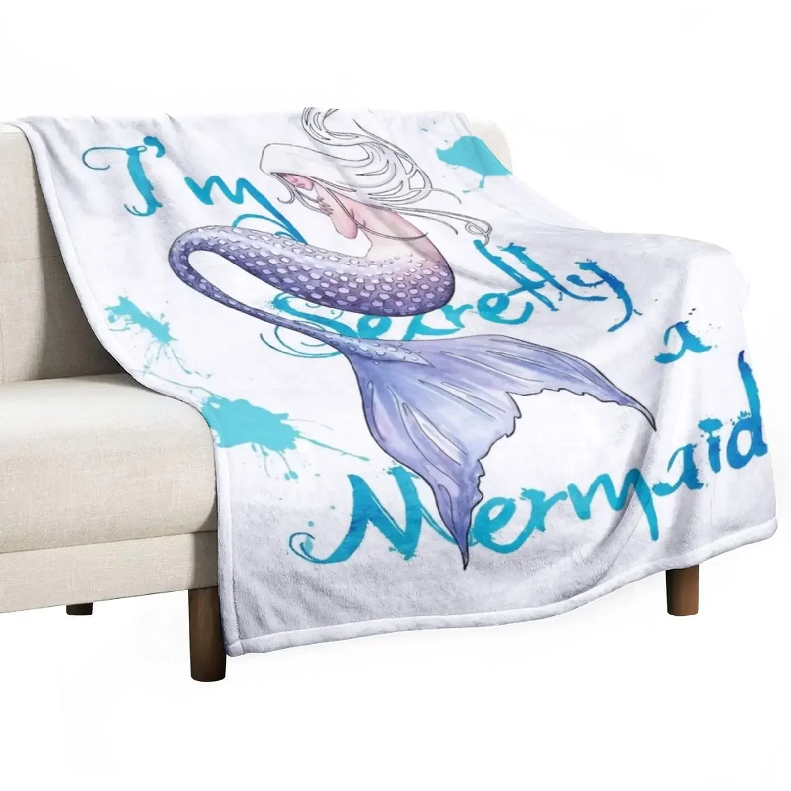 

I'm Secretly a Mermaid Throw Blanket For Decorative Sofa Decorative Sofa Comforter Large Blankets