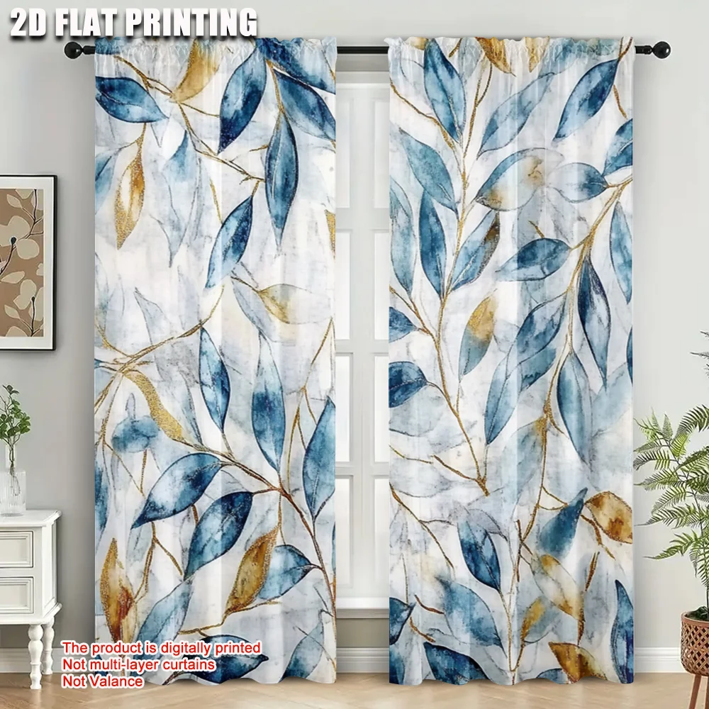 2pcs,2D plane printing Curtains&Window Treatment Art Floral Versatile 100% Polyester (without rod) Versatile All Perfect for