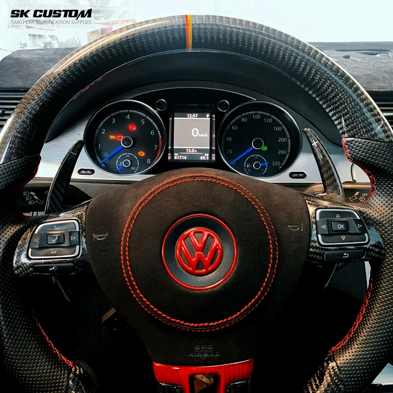 SK CUSTOM Carbon Fiber Steering Wheel Shifter Paddle For VW Tiguan Golf 6 MK5 MK6 Jetta GTI R20 CC Scirocco Passat B6 B7 Replace