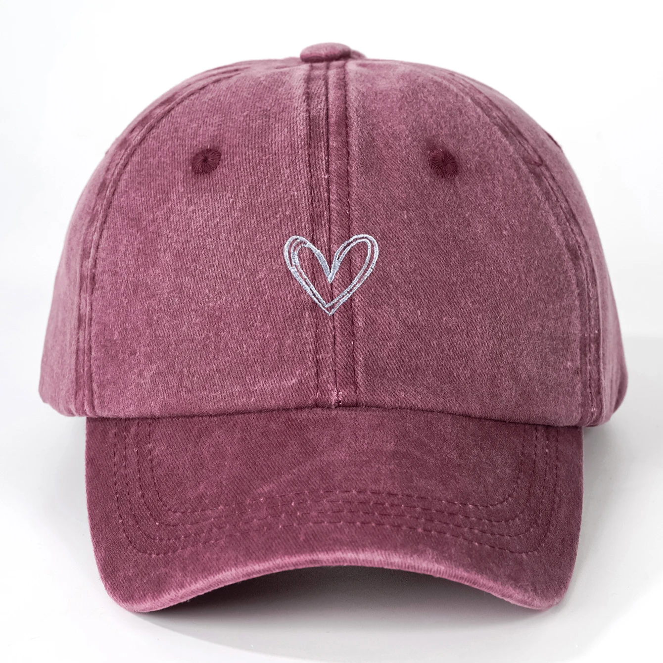 Spring/SummerHat Female Embroidered Peach Heart Wash Denim Baseball Hat Casual Korean Version Thin Couple Soft Top Duck Hat Male