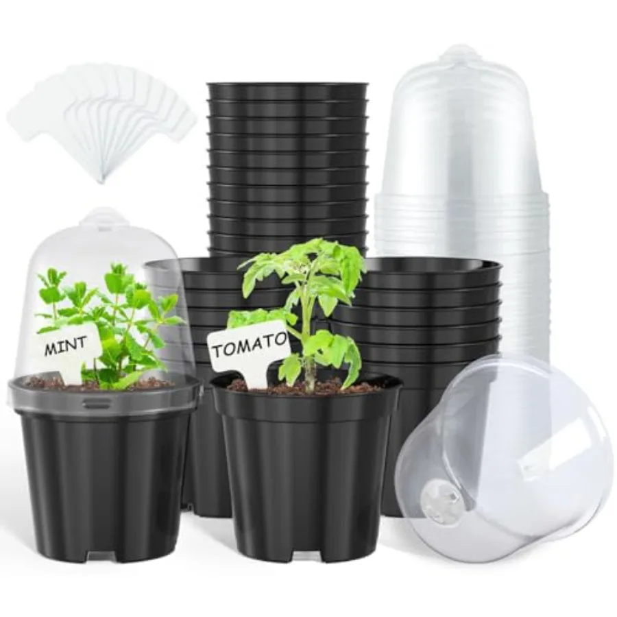 

Кашпо для рассады 4 дюйма с куполами для контроля влажности, пластиковые горшки для выращивания с дренажными отверстиями, для проращивания семян