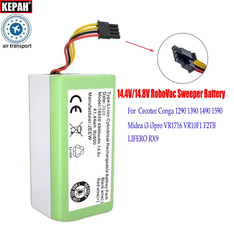 14.4V 14.8V Li-ion Battery for Cecotec Conga 1290 1390 1490 1590，C50 LIFERO RX9 Midea i3 i3pro F2TB Robotic Vacuum Cleaner