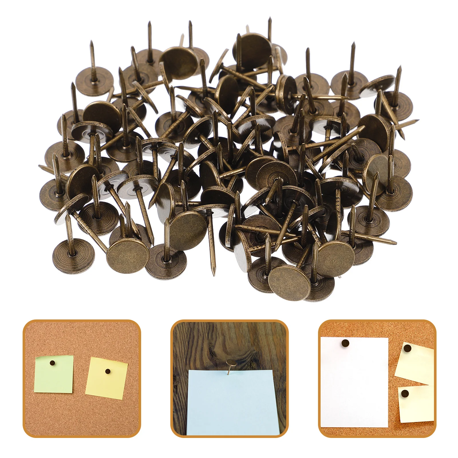 100 قطعة مسامير الإبهام المسطحة خمر المفروشات الزخرفية المسامير الثقيلة الأثاث المسامير السجاد الملابس الخشبية الإبهام تك