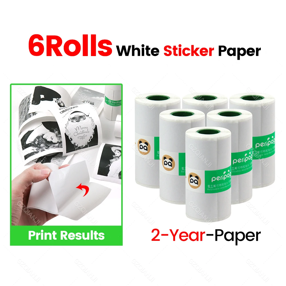 Witte kleur stickerlabel thermische papierrollen voor fotoprinter en kleur Witte ontvangstbriefprinter Papierrol voor Peripage A6
