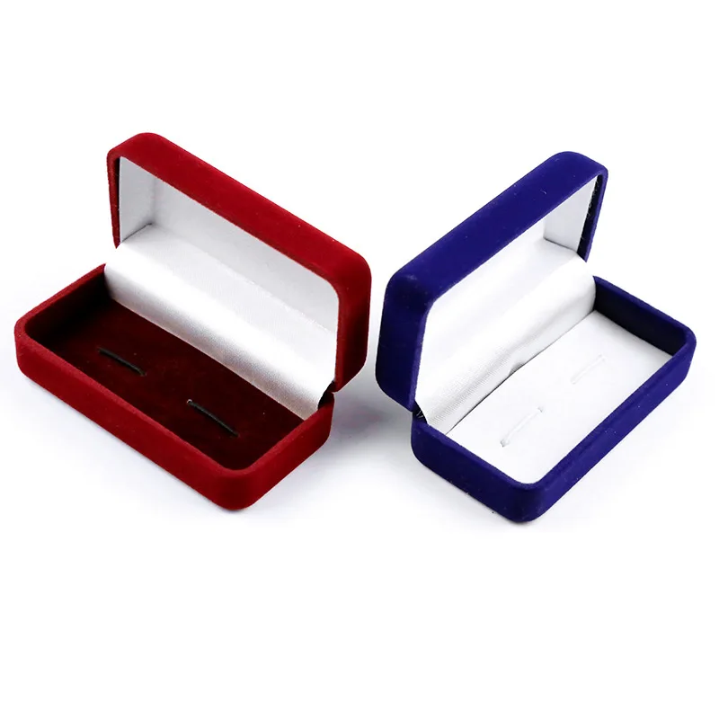 Black Red Blue Velvet Cufflinks Gift Box Men Shirt Packing Case Cuff Link Tie Clip Boxes Rectangular  Wholesale