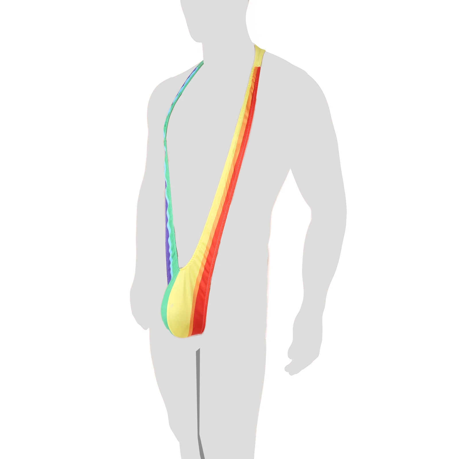 

Sexy Men Bodysuit Rainbow Mankini V Sling Man Underwear G String Erotic Lingerie One-Piece Thong Wrestling Singlet