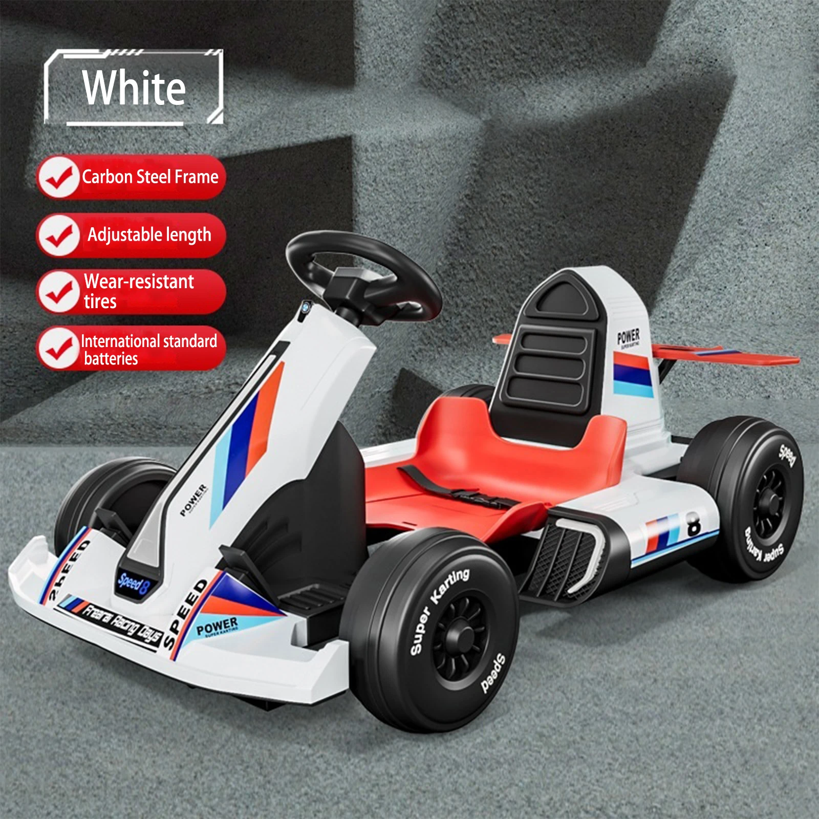 12V Kids' Electric Vehicles Rear Drive Adjustable Body to Accommodate Heights Bluetooth Connectivity Safe Low Chassis