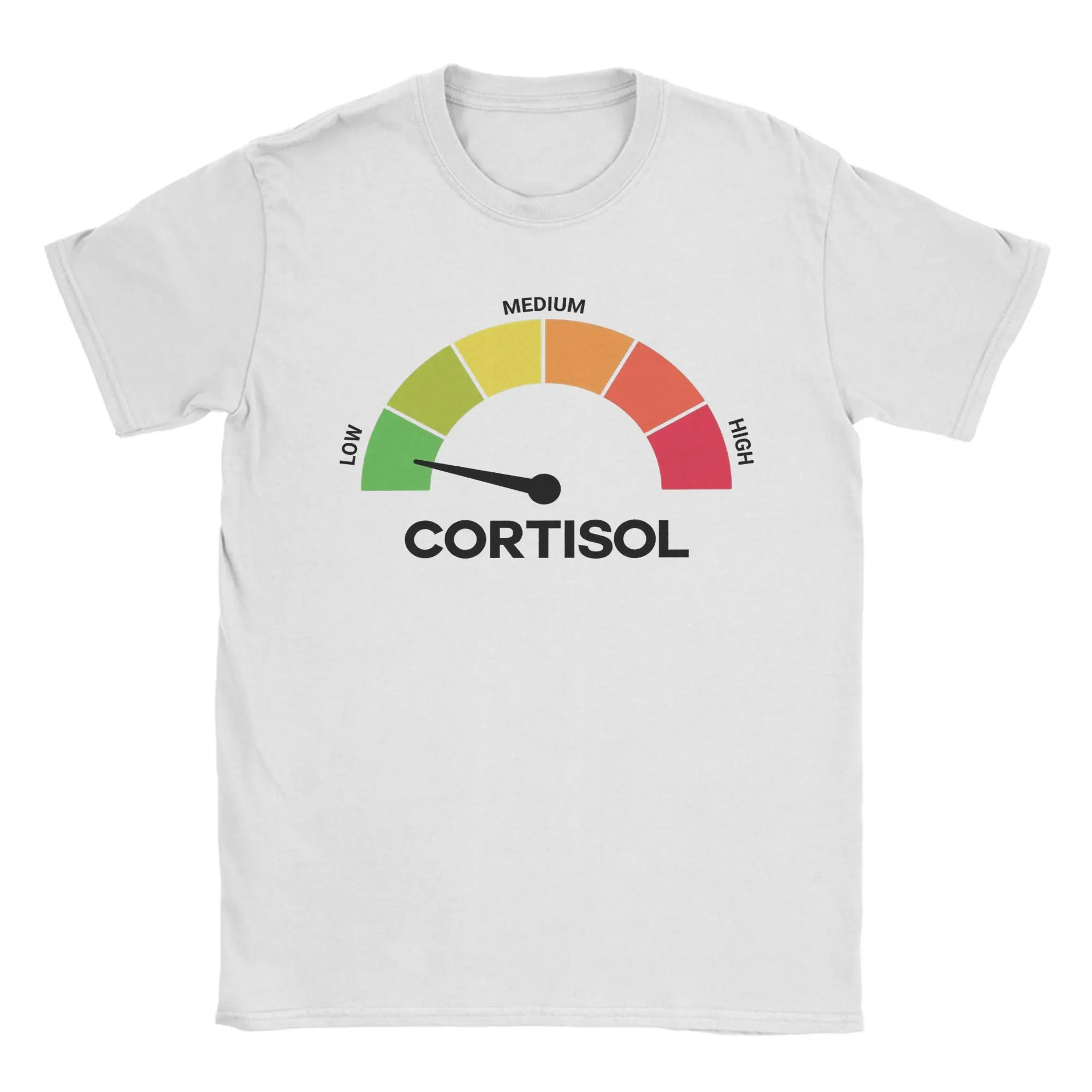 Funny Cortisol Low Level Stress Meter Meme T Shirts for Men Cotton for Male T-Shirt Round Collar  Tee Shirt Short Sleeve Clothes