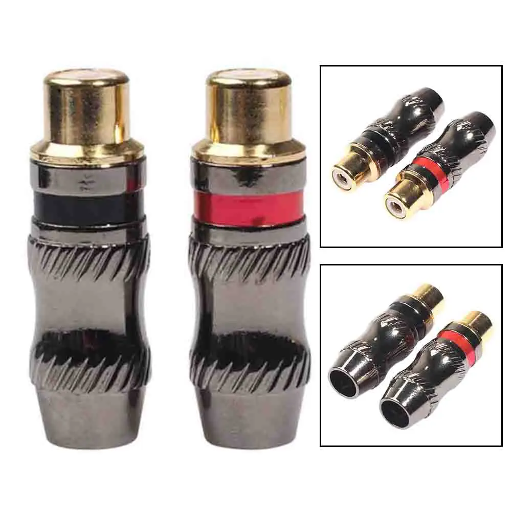 Gold-plated For RCA Female Lotus Solder Connectors 2PCS for Use in High Performance Audio Systems and DIY Video Cable Projects