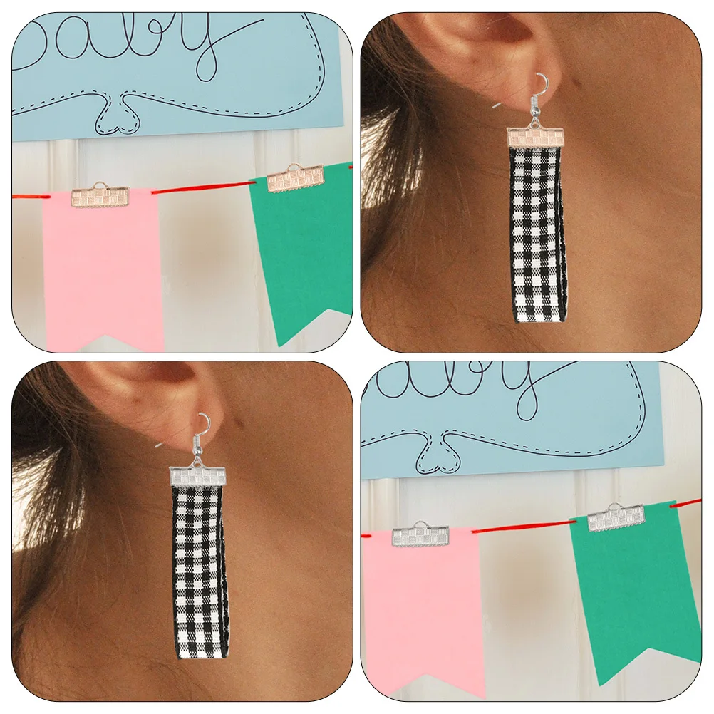 

50Pcs Waistcoat Buckles Copper Ribbon Ends Clips DIY Jewelry Pinch Clamp Fasteners Cord Ends for Bracelets Necklaces