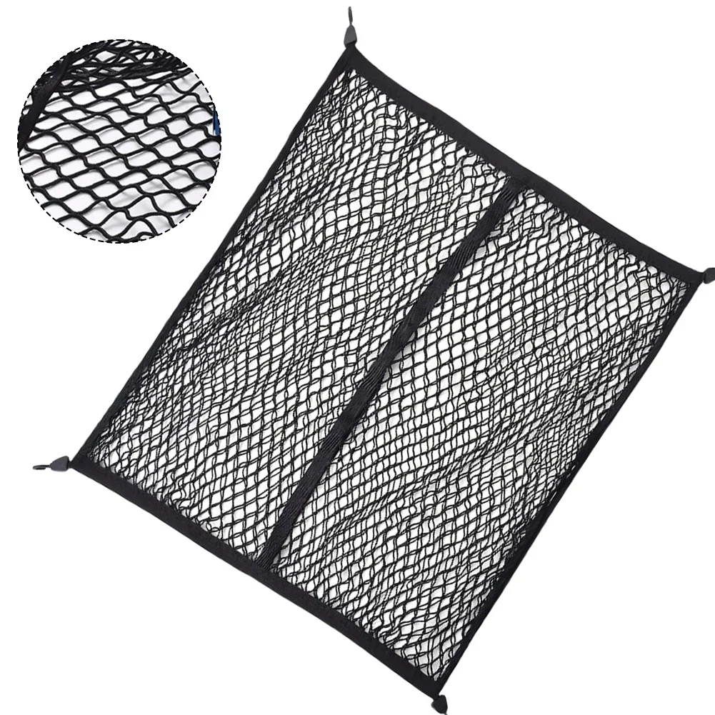 Double Layer For Cargo Net with Heavy Elastic Material and 6 Hooks for Reliable For Cargo Security in For Car Boot