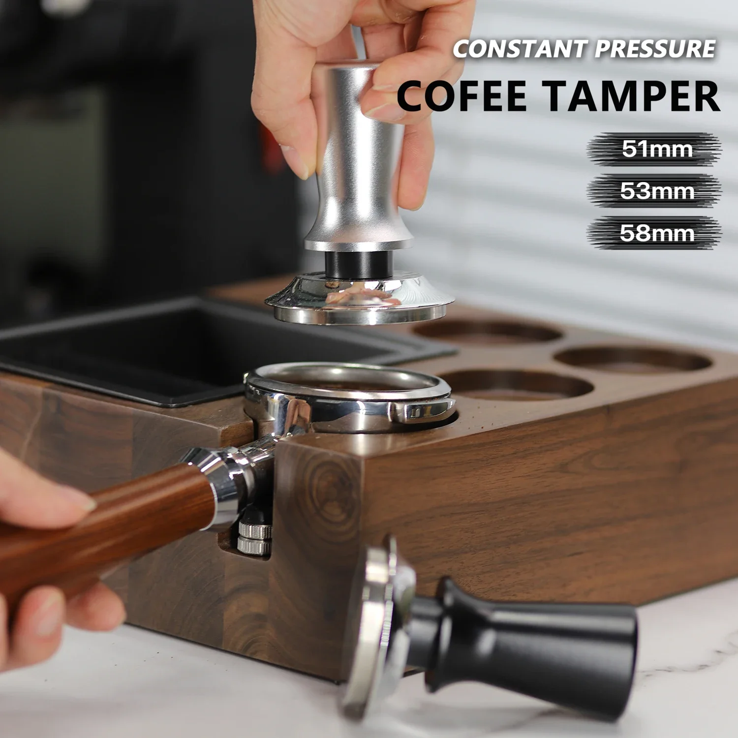 51mm 53mm 58mm Espresso Tamper with Calibrated Spring Loaded Barista Coffee Tamper Stainless Steel Tampers