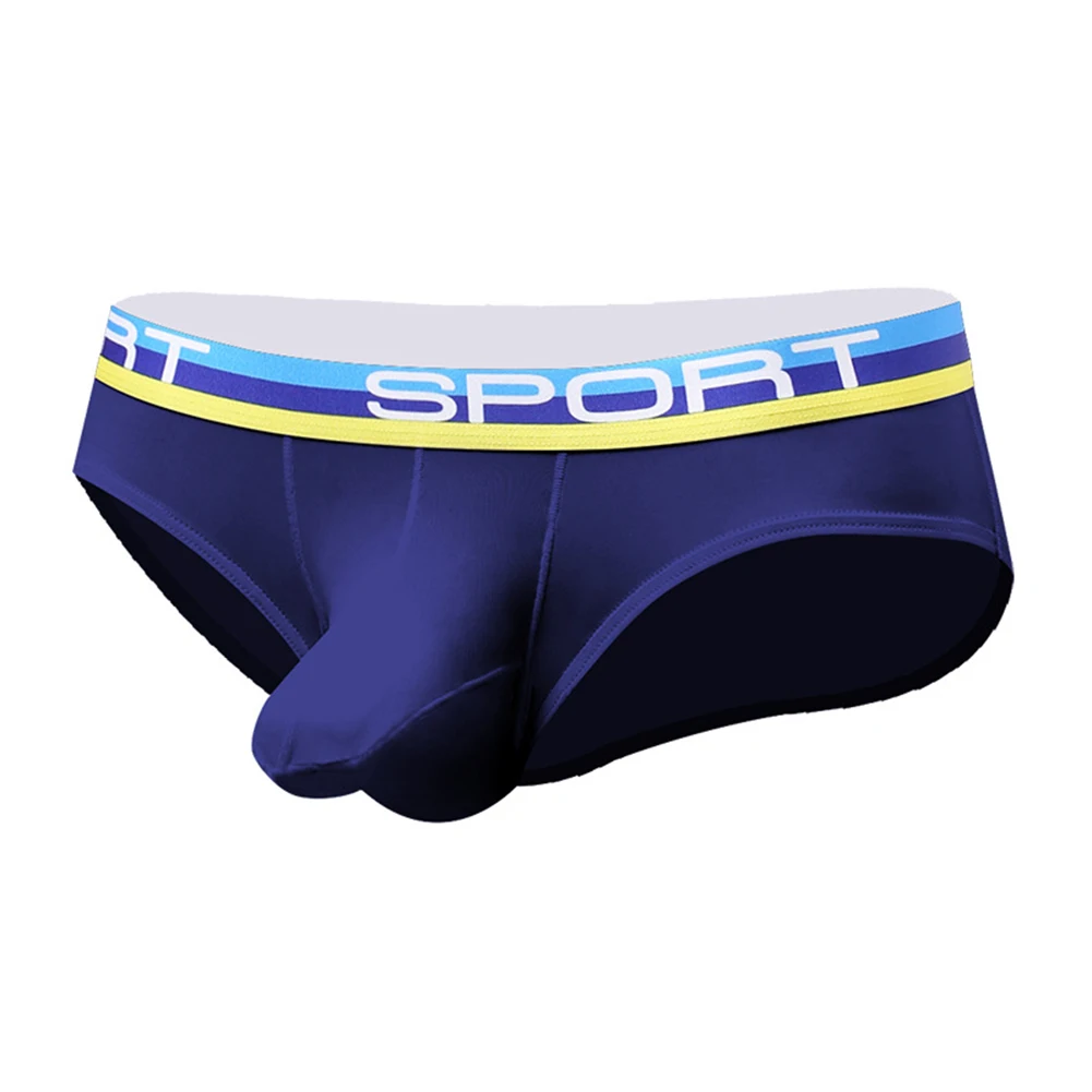 Low Rise Men\'s Sport Briefs Underwear with Breathable Ice Silk Fabric Featuring Elephant Nose Pattern for Comfort