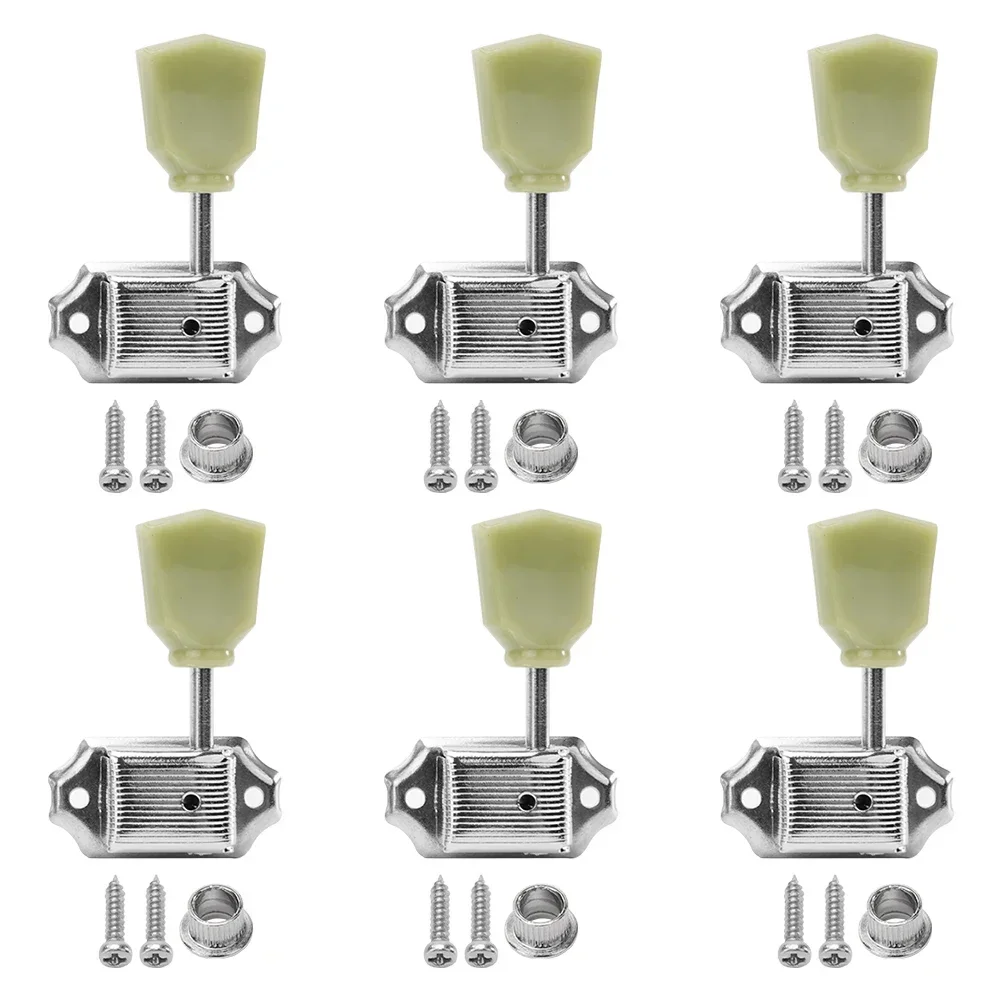 Gibson Les Paul Deluxe Tuning Pegs, Set of 6 Machine Heads, Retro Synthetic Jade Stone Handle, Heavy Duty Gear