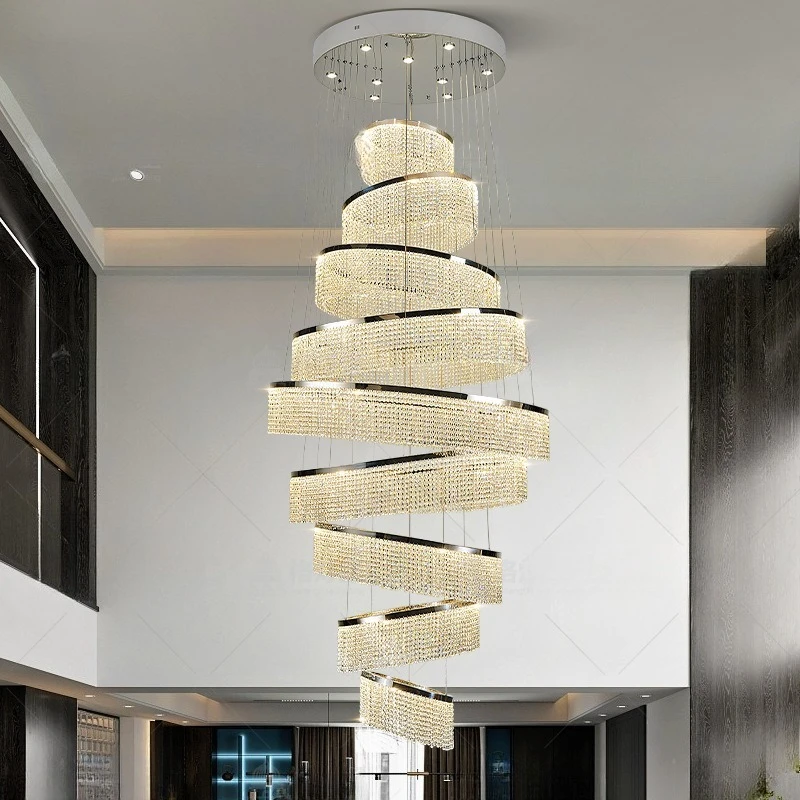 Large villa living room chandelier duplex building hotel front desk chandelier