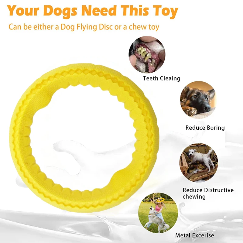 Dog Ring Toys Durable Chewing Flying Floating Training Tools Fetch for Small Medium Large Dogs Throwing Interactive Toy