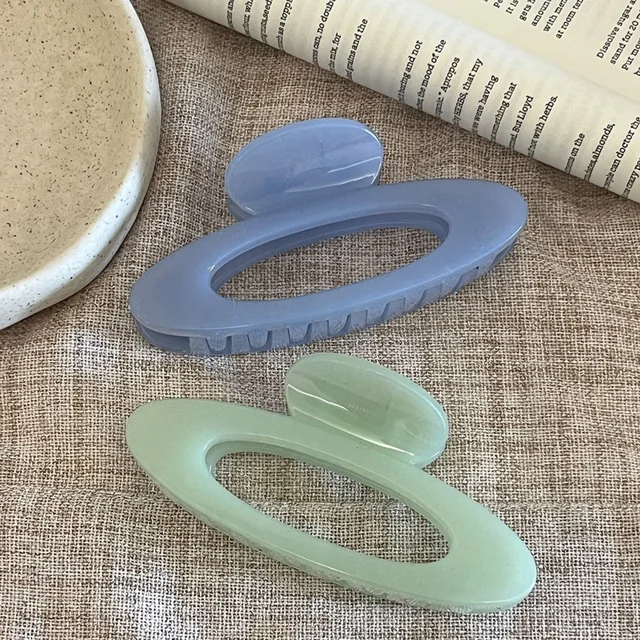 1PC Jelly Hollow Shark Clip, Light Blue Mint Green Large Hair Claw, Elegant Women Summer Daily Fashion Hair Accessories