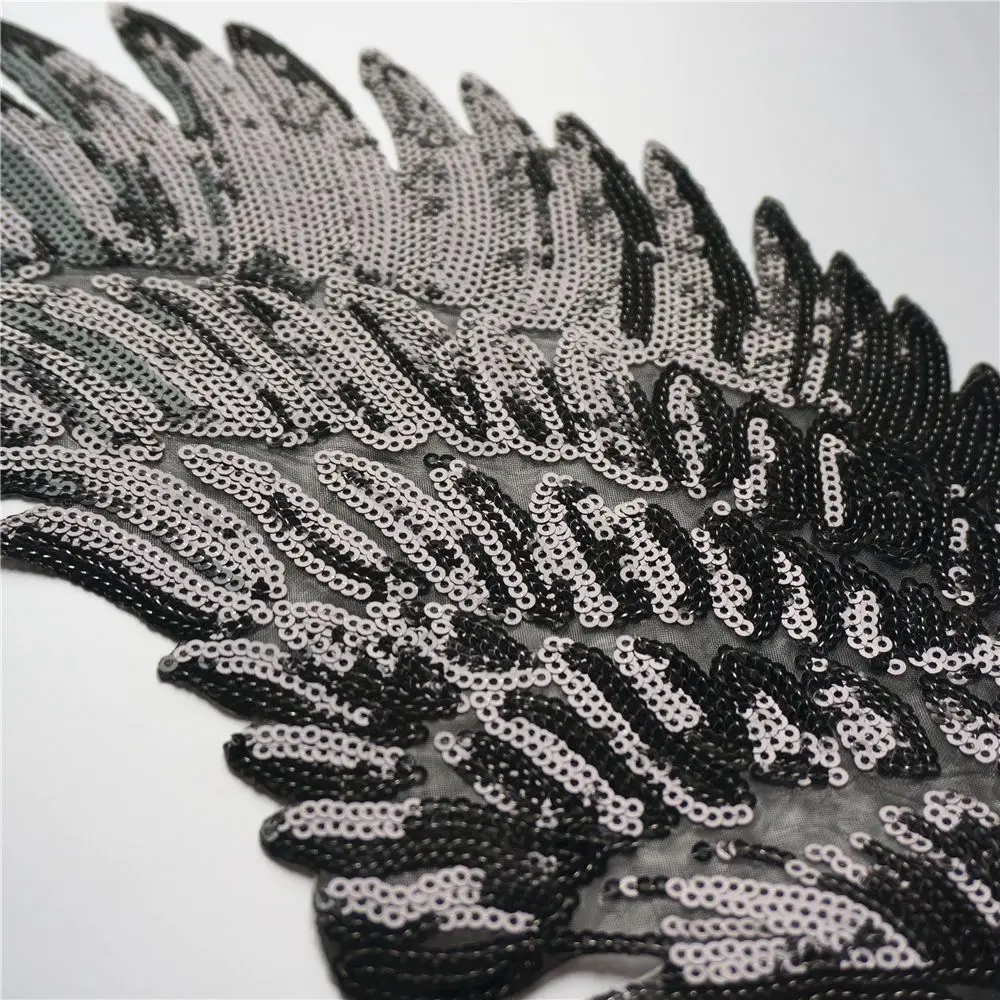 1/2PCS Sequin Feather Angel Wings Patches Clothes Iron Sequined Dress Jeans Shirt DIY Appliques Decoration Sewing Accessories