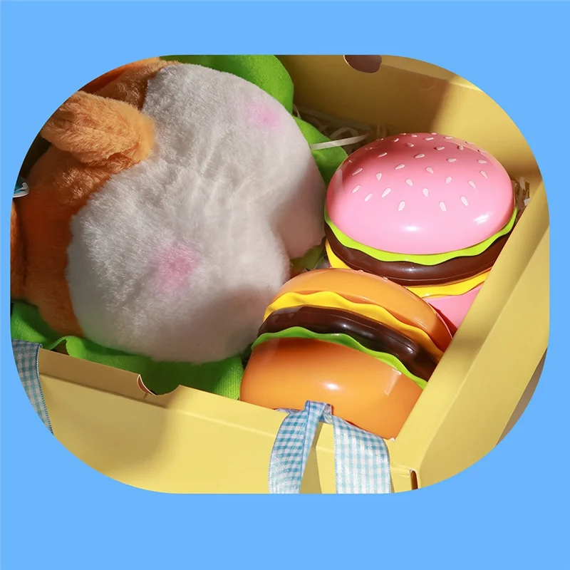 VO-미니 충전식 팬 500mAh 버거 모양 다기능 책상용 팬 3단계 속도 조절 거울 포함 만능 팬