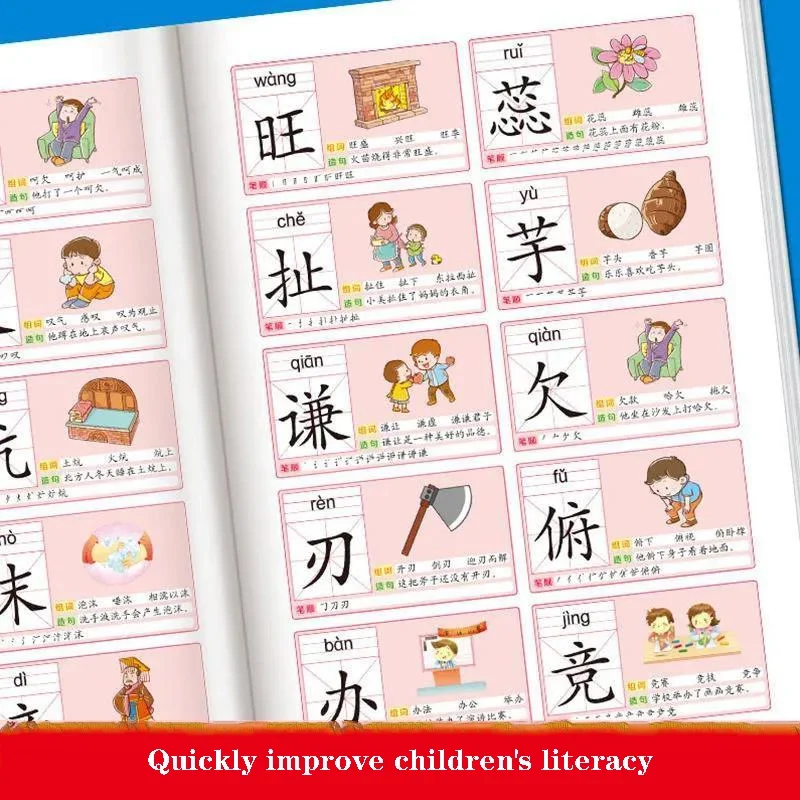 Preschool Learning Book 3000 Basics Chinese Characters Zi Education Literacy Books Children Reading Wordtextbook Notes Pinyin