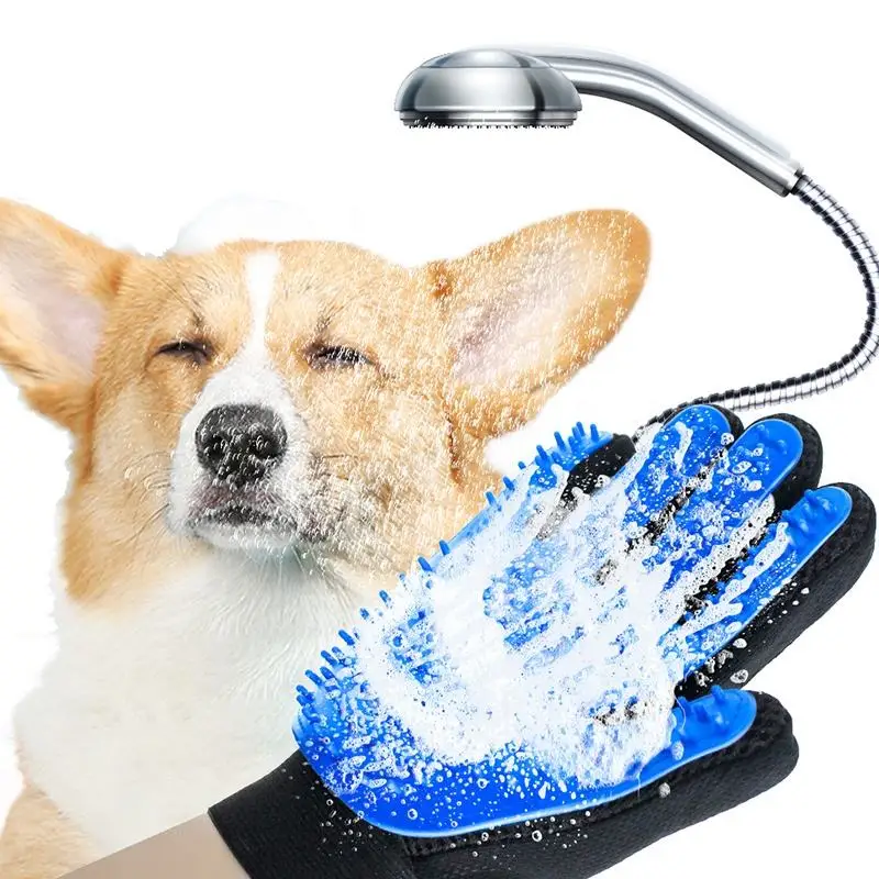 Dog Fur Remover Massage Pet Showering Glove Pet Hair Cleaning Glove Brush