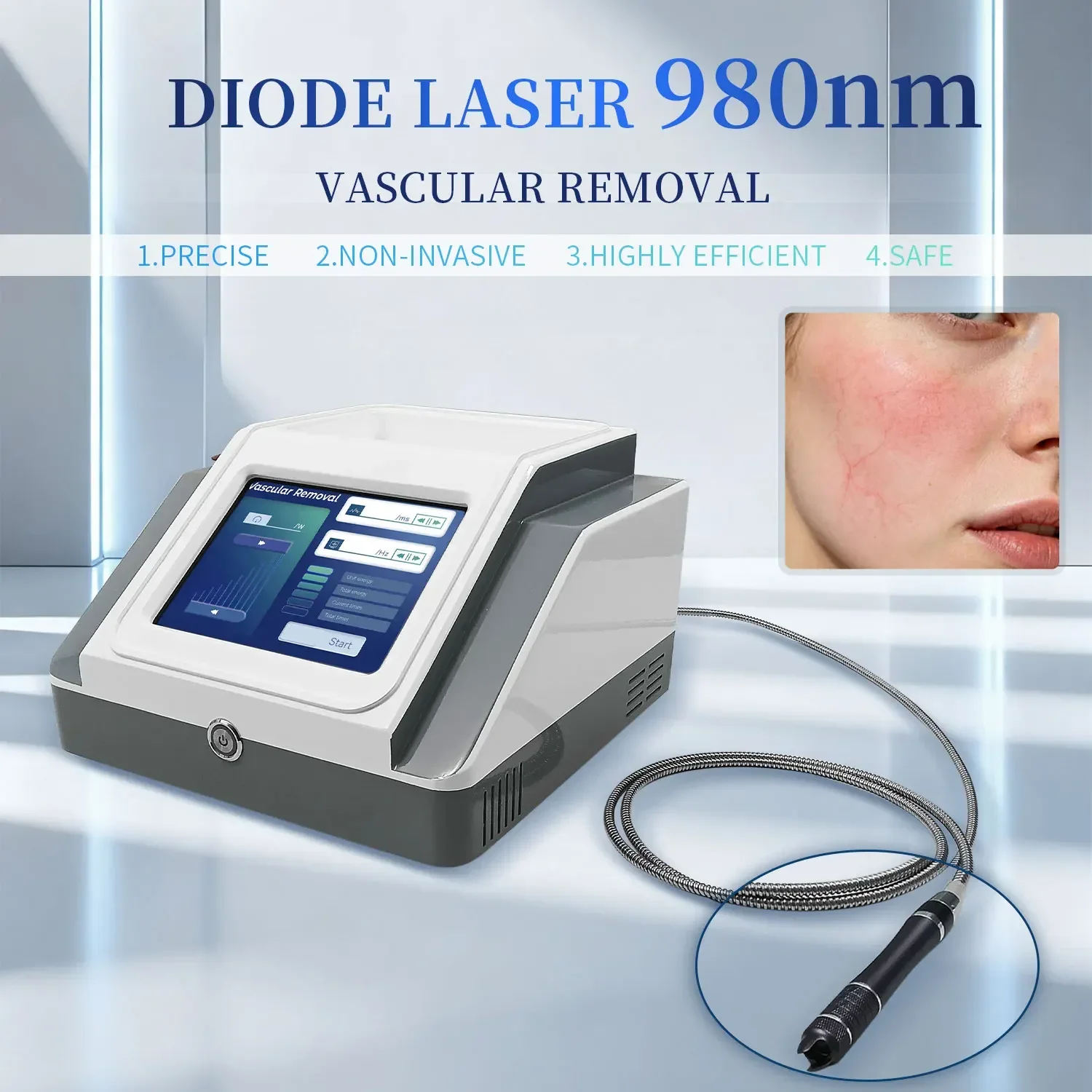 980nm Diode Laser Beauty Machine Non‑Invasive Facial Skin Care Device Improve Red Spider Vein Skin Rejuvenation Salon Skin Treat