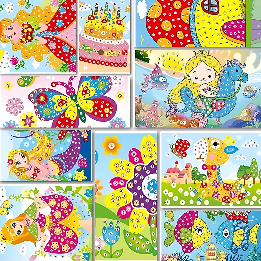 

4-12 шт., мультяшная Алмазная Кристаллическая Мозаика, наклейка для рисования, ручная работа, сделай сам, цветная алмазная живопись, бумага, креативные наборы для рукоделия