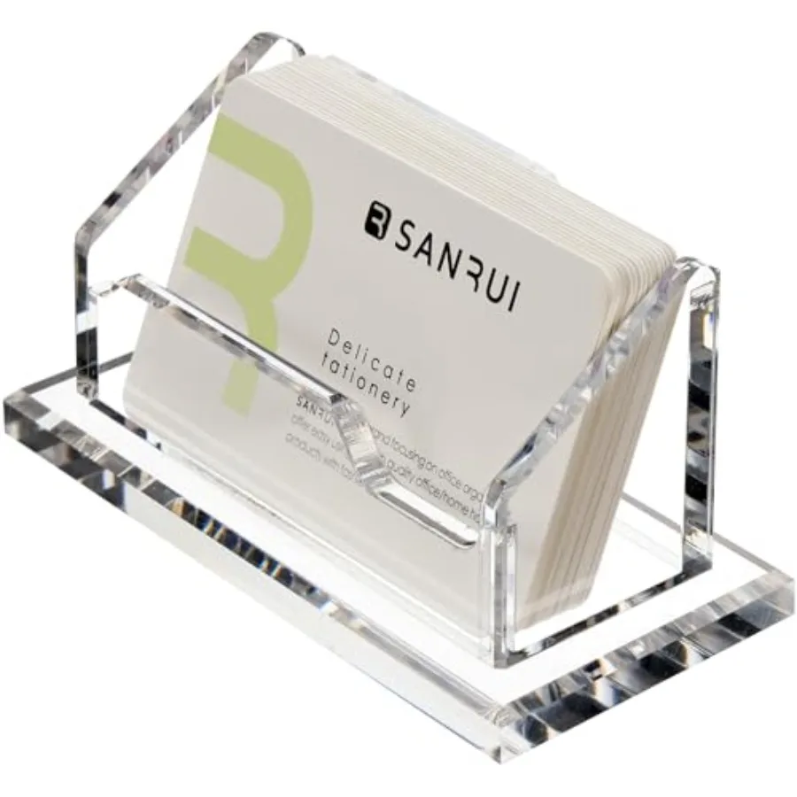 Acrylic Business Card Holder for Desk, Holds 60 Cards, Clear Desktop card organizer for office reception and trade shows, sturd