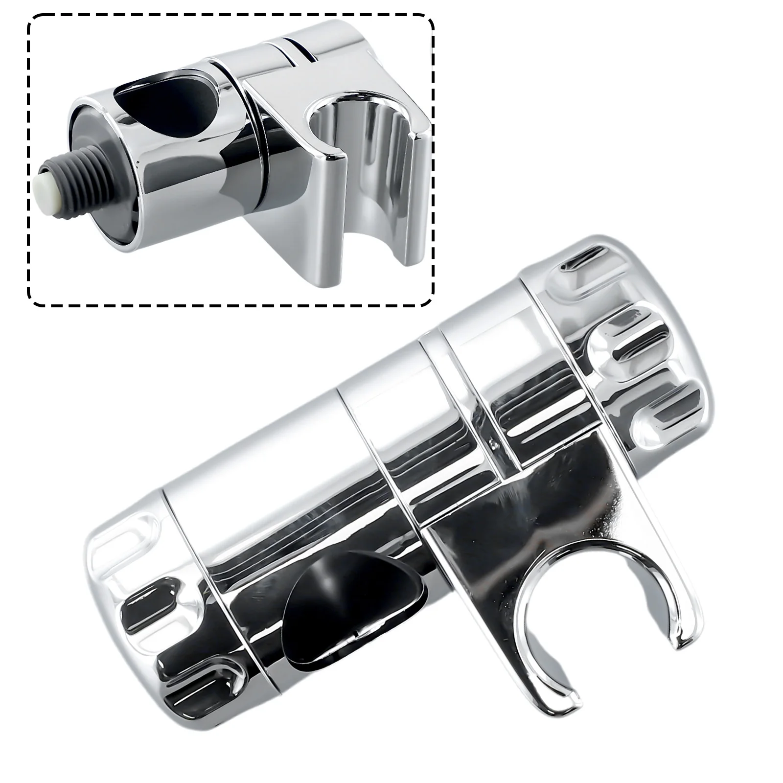 Shower Head Holder for Vertical Slide Bar Adjustable Positioning Bracket with 25mm Opening ABS and Electroplated Finish