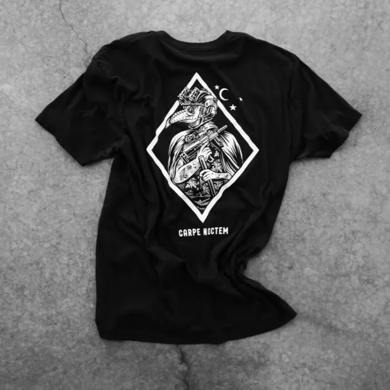 Carpe Noctem Savage Tacticians الجرافيك المحملة للجنسين الرجال النساء الصيف كم أزياء العلامة التجارية الفاخرة عارضة خمر الرجعية #1