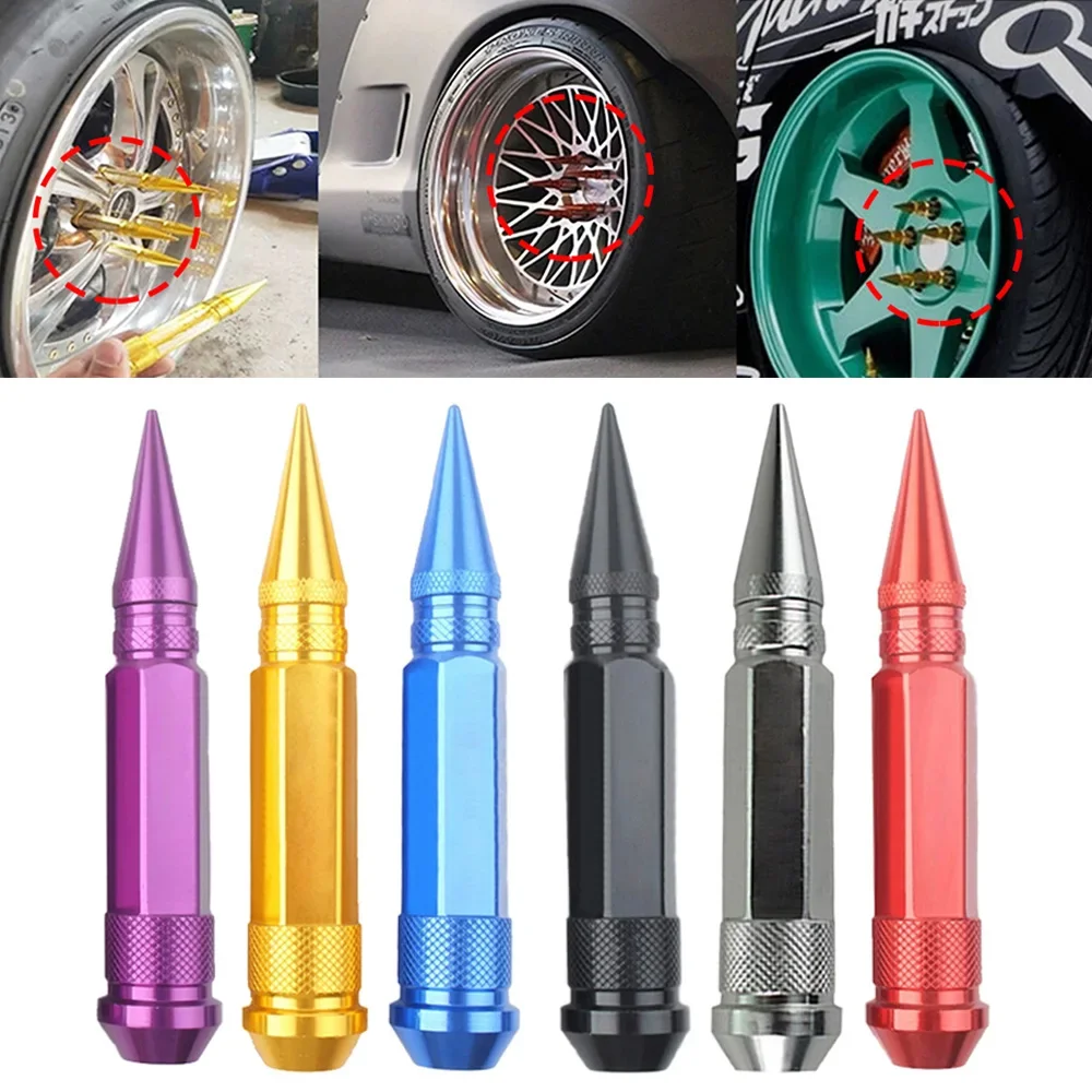 20Pcs Car Wheel Lug Nuts Wheel Bolts Studs 90mm Aluminum Car Wheel Lug Nuts Extended Tuner Wheels Rims Spikes M12X1.25 / M12X1.5