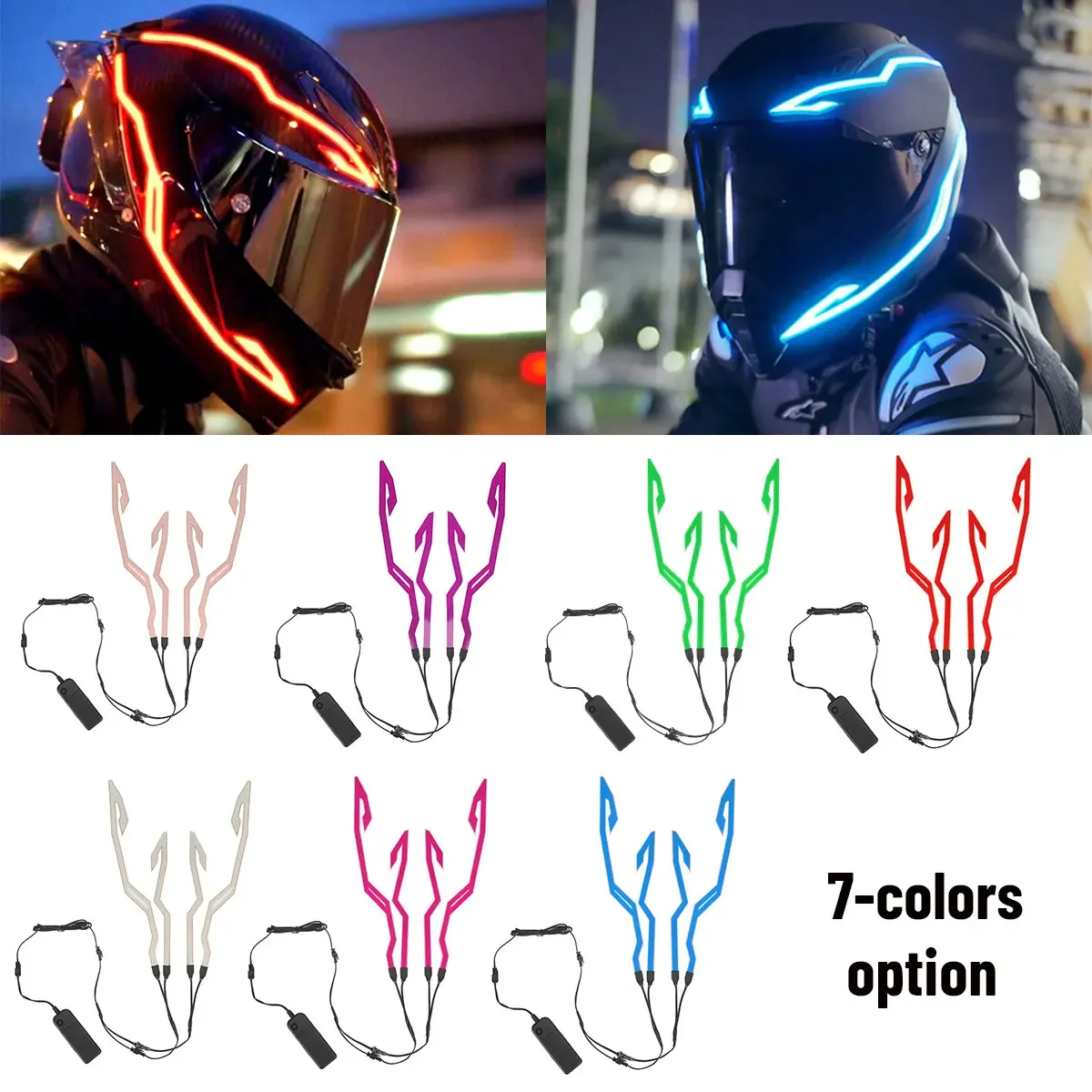 Motorcycle Helmet Cold Light Mod Kit Flashing Stripe Luminous Sticker LED Night Riding Lights Motorcycle Helmet Decoration