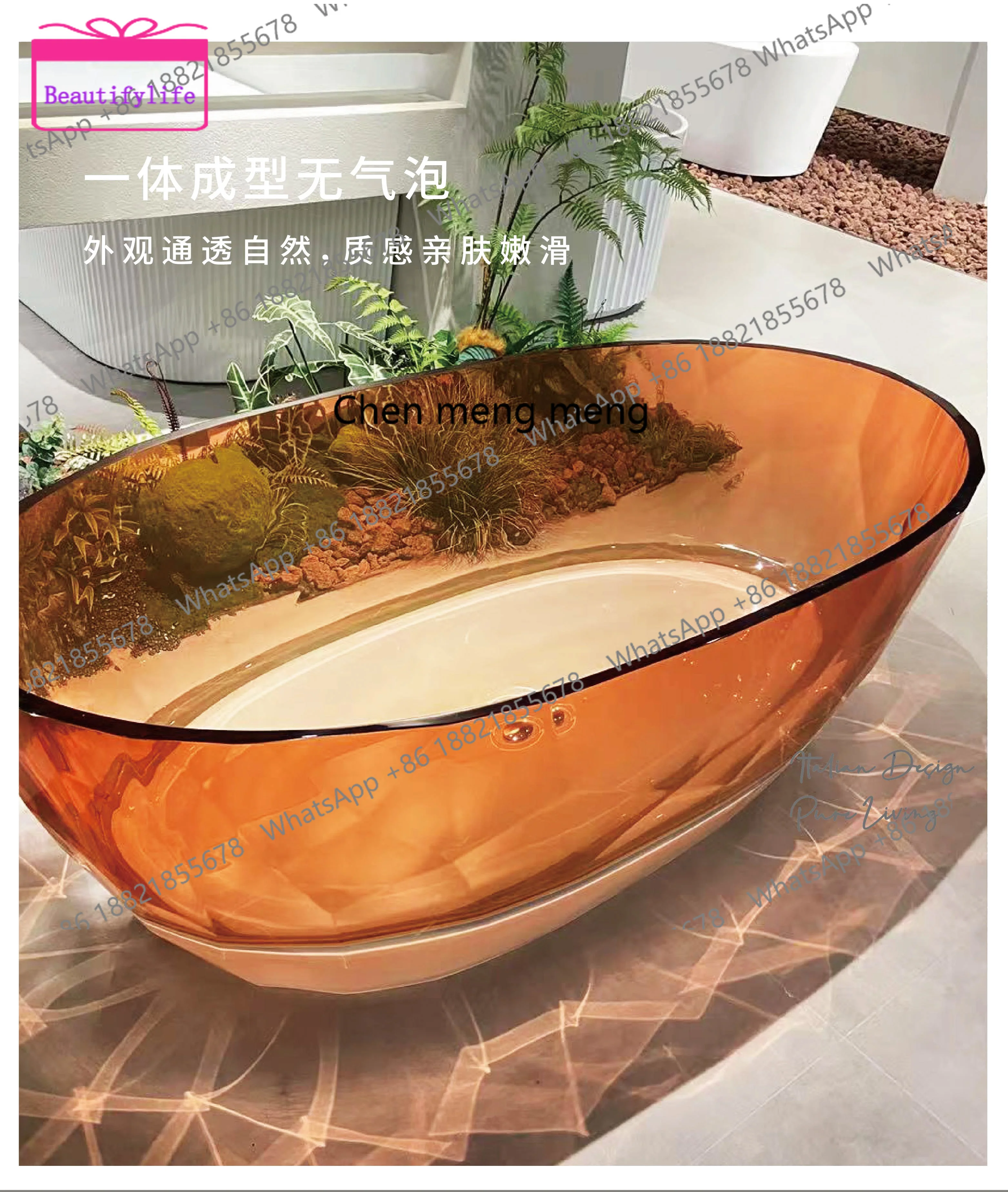 

YL Acrylic Transparent Colored Diamond Bathtub Homestay Hotel Crystal Bathtub