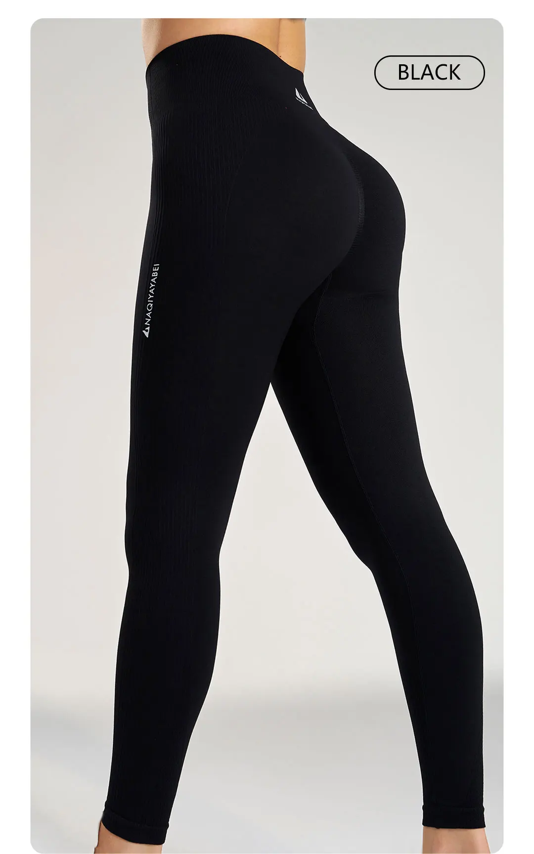Einfarbige Leggings für Damen, Fitnessstudio, Laufen, Yoga-Hose, lange Hose, hohe Taille, Bauchstraffung, Stretch-Jogginghose, sieben Farben – Detail 10