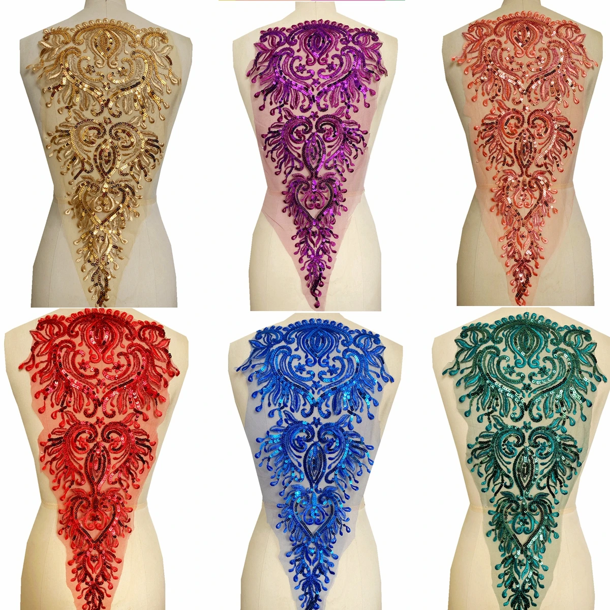 2 Style Party Dress Fabric Sequin Material Front and Back Shiny Embroidered Tulle Apparel Decoration