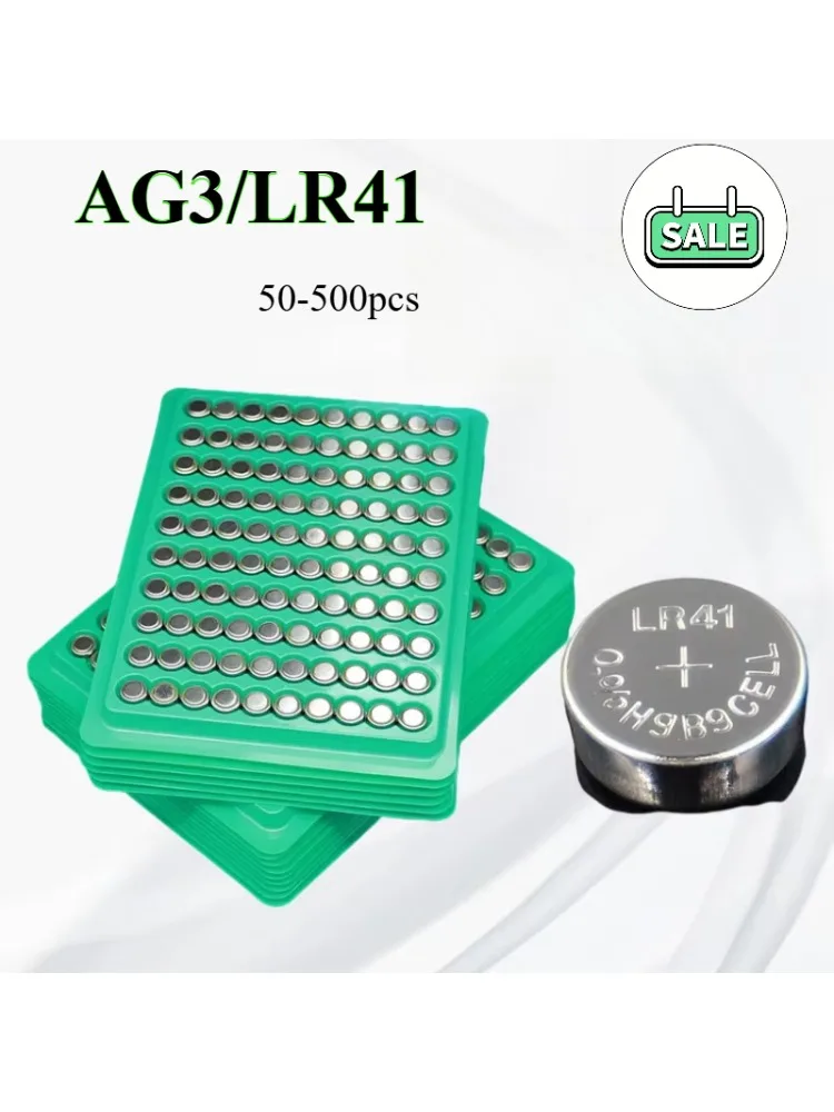 50-500 szt.-LR41-AG3-Bateria-alkaliczna-1,55V-Baterie-guzikowe-SR41-192-CX41-392-L736-384-SR41SW-Kalkulatory-Zegarki-Lampki-Lampki-łańcuchowe — zdjęcie produktu 7