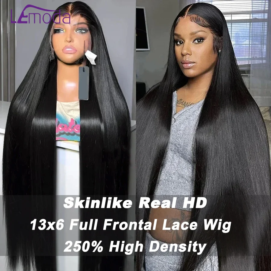 

Lemoda 250 Density 13x6 Full Frontal Lace Wig Real HD Lace 13x6 Human Hair Wigs For Women Straight Pre plucked 12A Virgin Hair