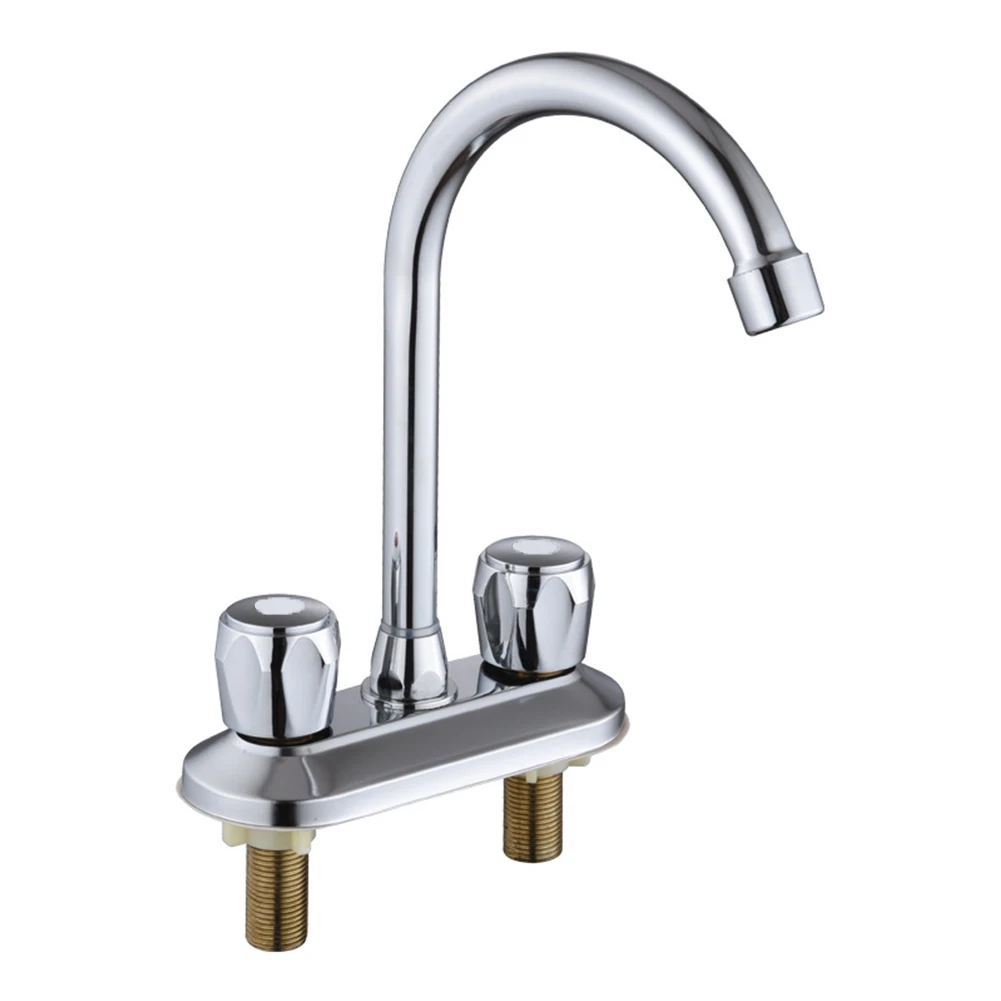 Two Hole Double Handle Countertop Faucet Hot And Cold Water Mixer Metal Handle Faucet For Kitchen Bathroom