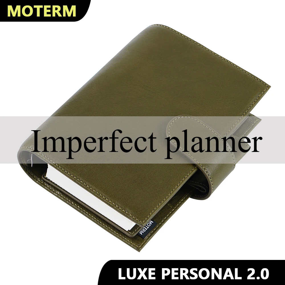 Limited Imperfect Moterm Full Grain Veg Tan Leather Personal Size Luxe 2.0 Rings Planner Notebook with 30MM Rings Diary Journal