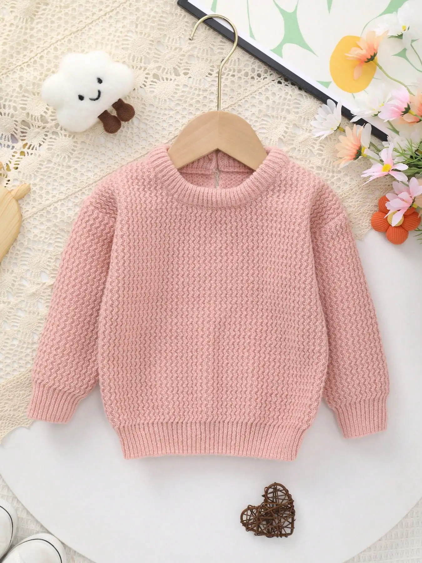 sueter-infantil-de-malha-de-manga-longa-com-gola-redonda-cor-solida-casual-e-versatil