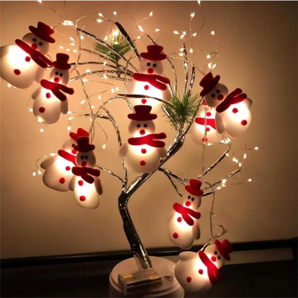 10 /20 LEDs Christmas Snowman String Lights 2000K Waterproof Luminous Led Fairy Lights Christmas Decoration For Garden Path Yard