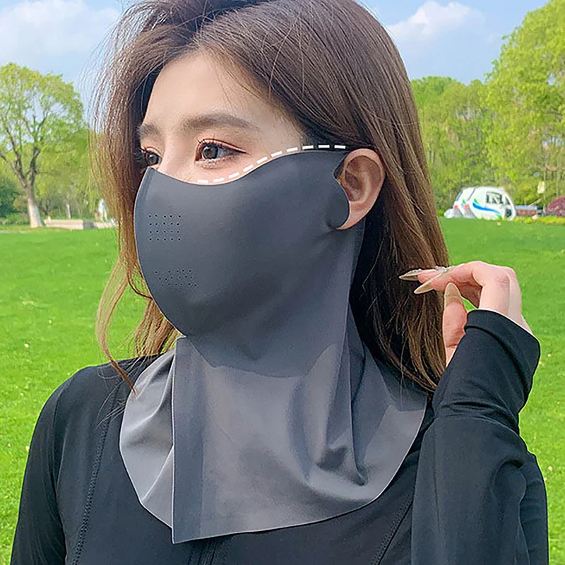 Unisex UV Protection Outdoor Neck Wrap Cover Sports Sun Proof Bib Ice Silk Mask Face Cover Neck Wrap Cover Sunscreen Face Scarf