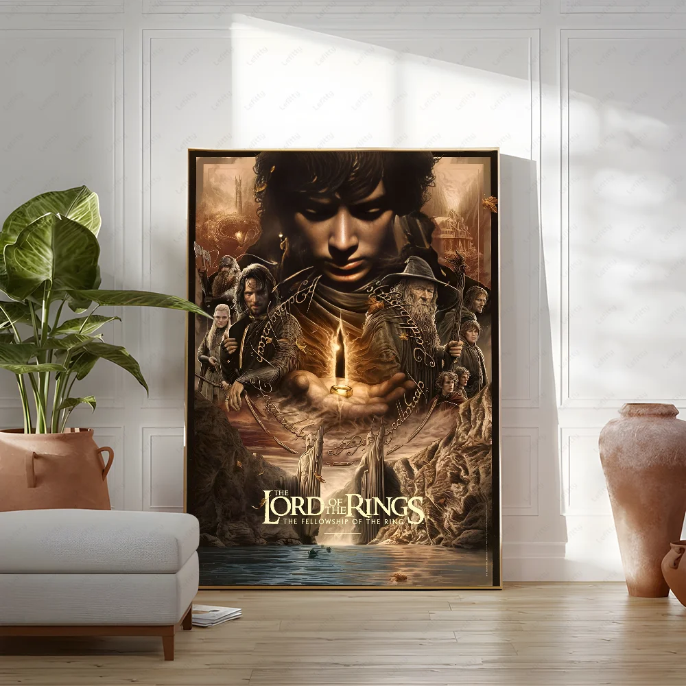 The L-Lord Of R-Rings Classic Movie Retro Poster Sticky Wall Art Printing Waterproof Home Living Bed Room Bar Aesthetic Decor