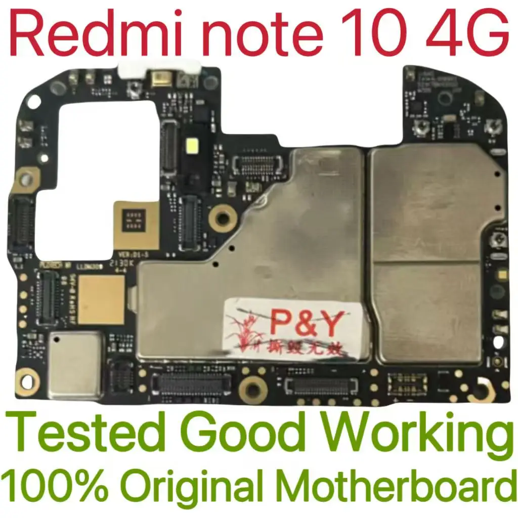 Placa base Original desbloqueada versión Global para Redmi note 10 4G placa de circuito probado placa lógica principal para Redmi note 10 4G
