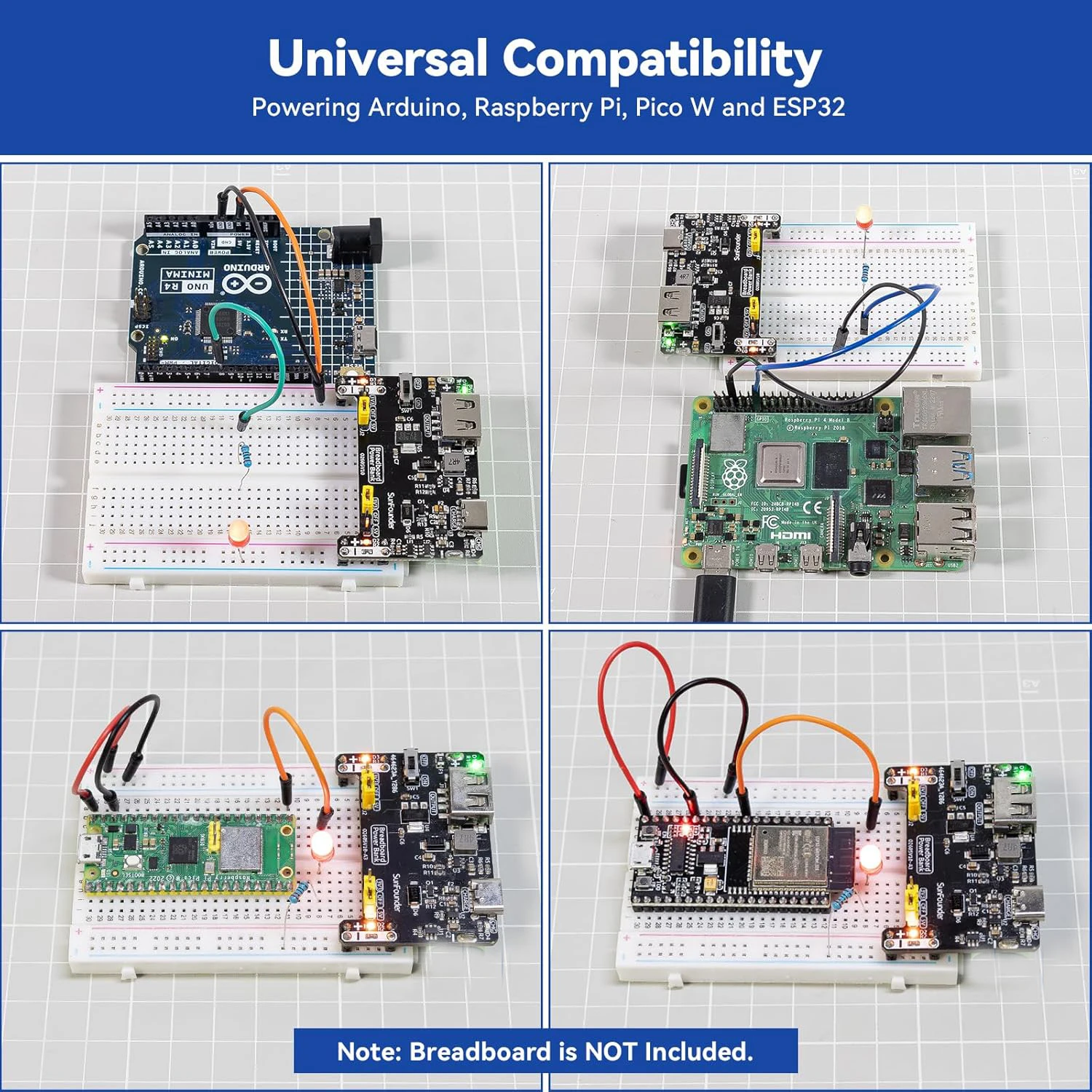 Picture 7: SunFounder BreadVolt Breadboard Power Supply Module Compatible with Arduino, Raspberry Pi, Pico W, ESP32